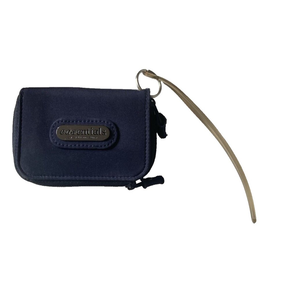 VTG Etienne Aigner Essentials ID Change Purse Keychain Wristlet Black Nylon Zip